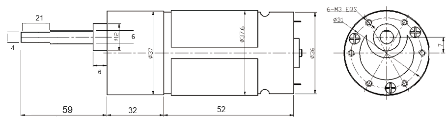 موتور دی سی گیربکس دار DS-37RS555