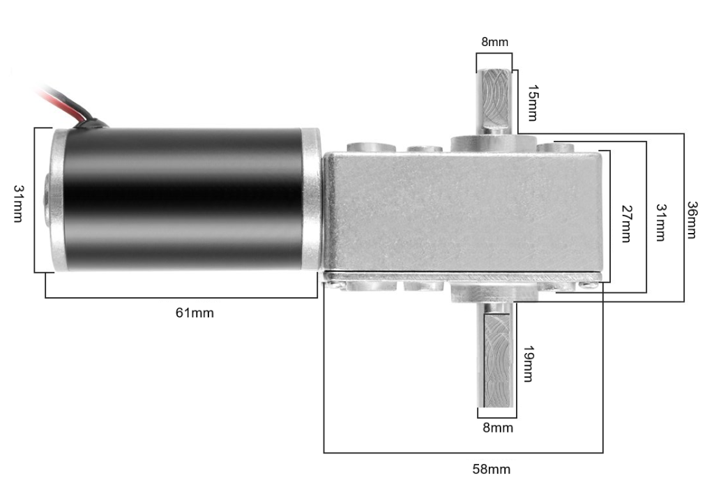 موتور دی سی گیربکس دار دو سر شفت ZWL-31ZY (12V_7RPM)